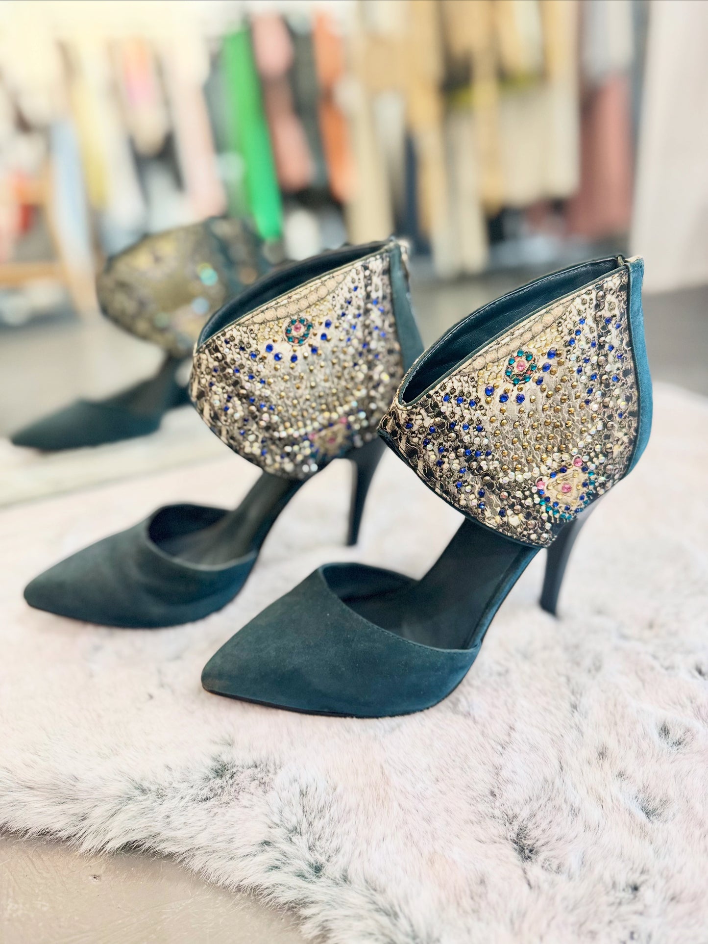 Camilla Blue Suede Heels - Size 40
