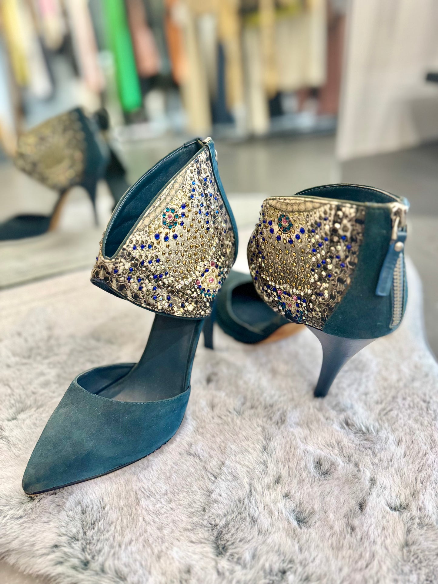 Camilla Blue Suede Heels - Size 40