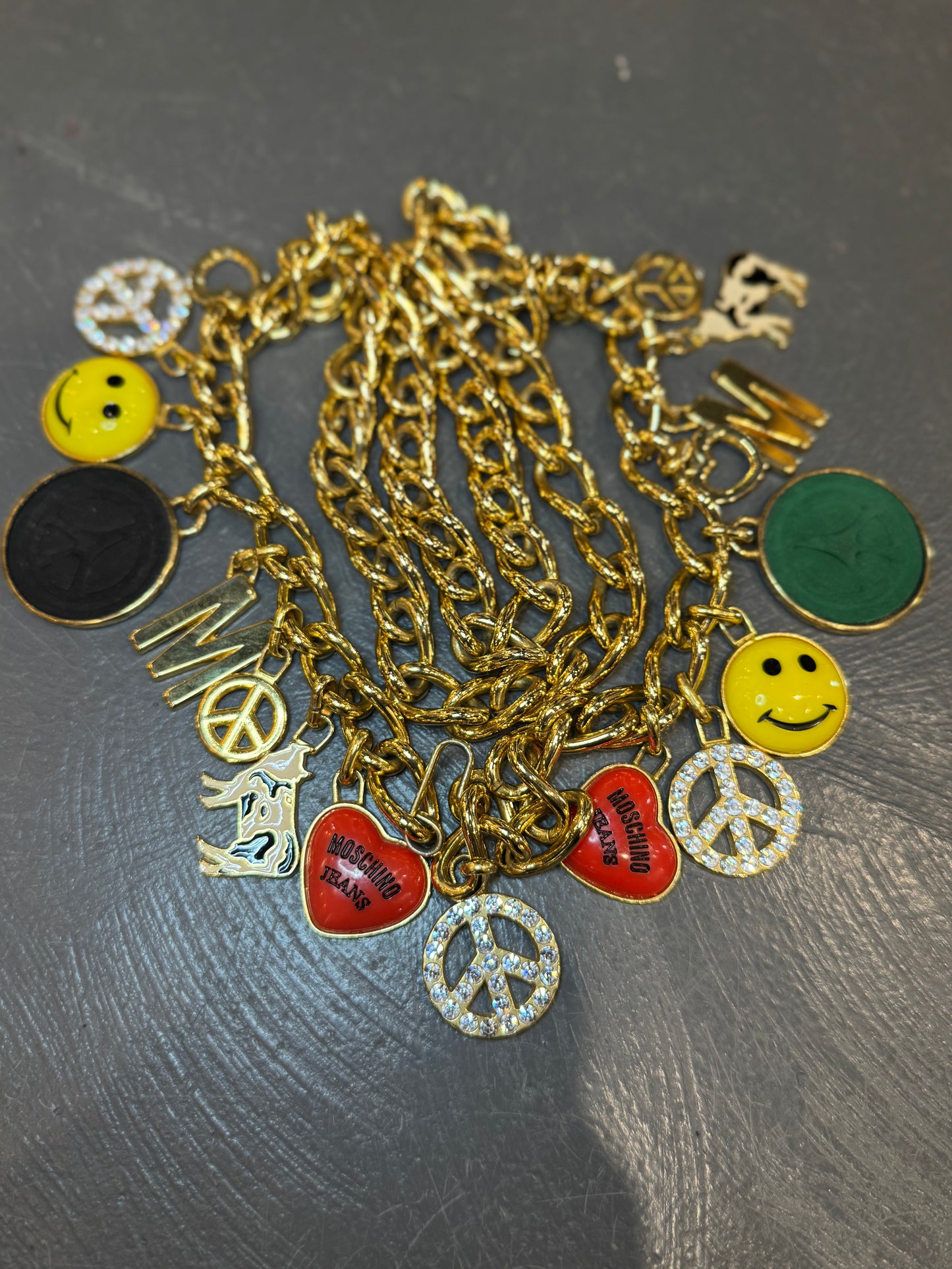 Vintage Moschino Jeans Charms Gold Chain Belt