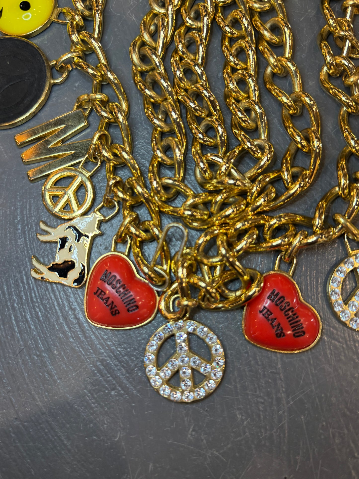 Vintage Moschino Jeans Charms Gold Chain Belt