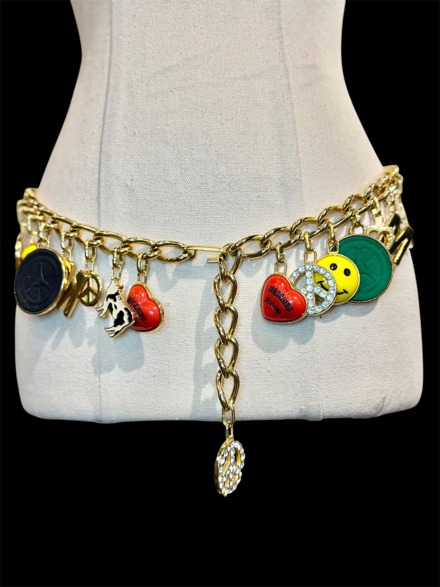 Vintage Moschino Jeans Charms Gold Chain Belt