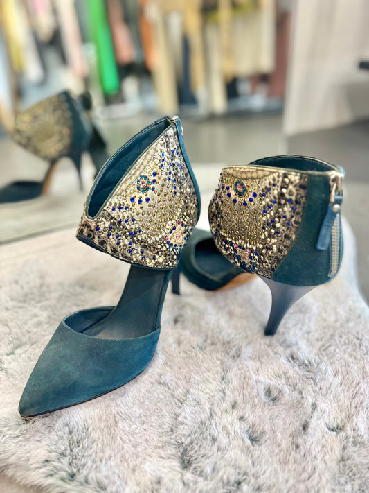 Camilla Blue Suede Heels - Size 40