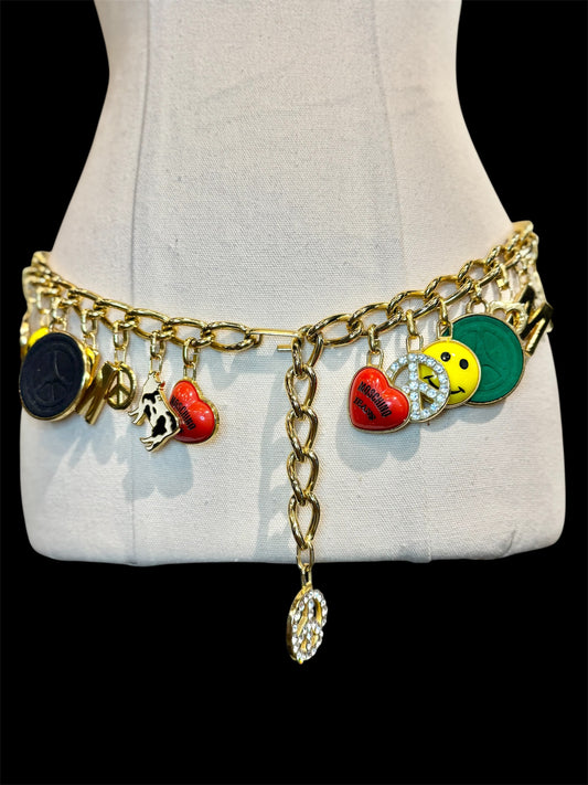 Vintage Moschino Jeans Charms Gold Chain Belt